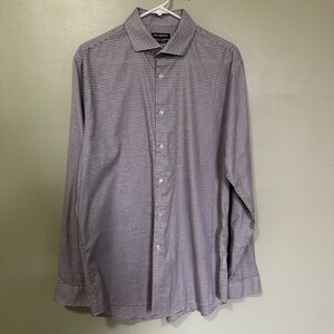 Karl Lagerfeld Dress Shirt Men's Size 16.5 34/35 L Slim Fit Stretch Houndstooth